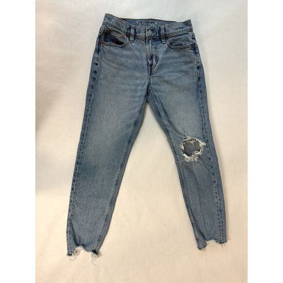 American Eagle Jeans 90s Skinny Distressed Light Wash - Size 0 - Picture 1 of 10